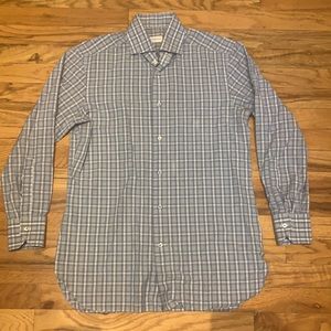 Men’s Zegna - button up plaid in baby blues